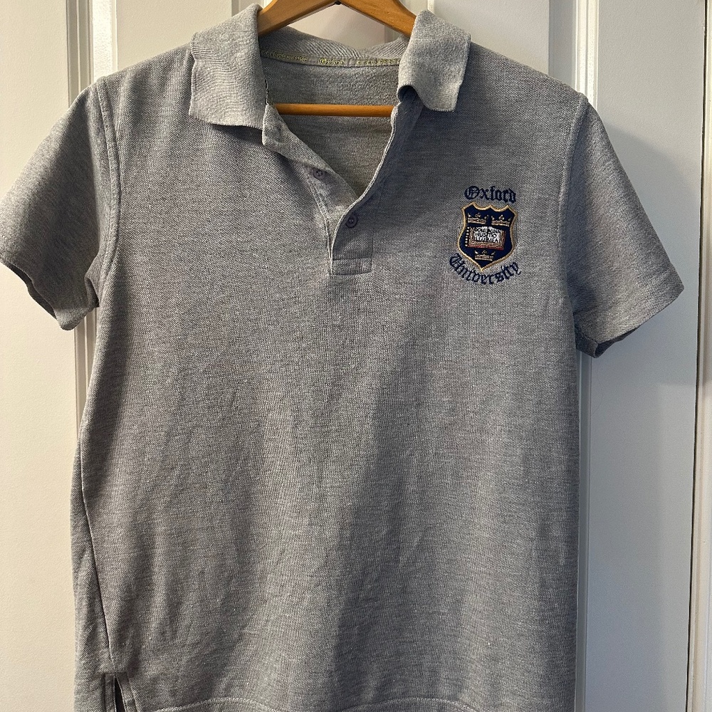 Oxford university grey cotton polo short sleeve shirt